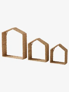 Lot de 3 étagères maison en matière naturelle herbier beige - Vertbaudet